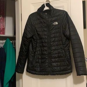 Girls Black North Face reversible winter coat